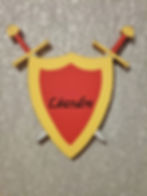 plaque de porte armure et épées en bois pour prénom garçon