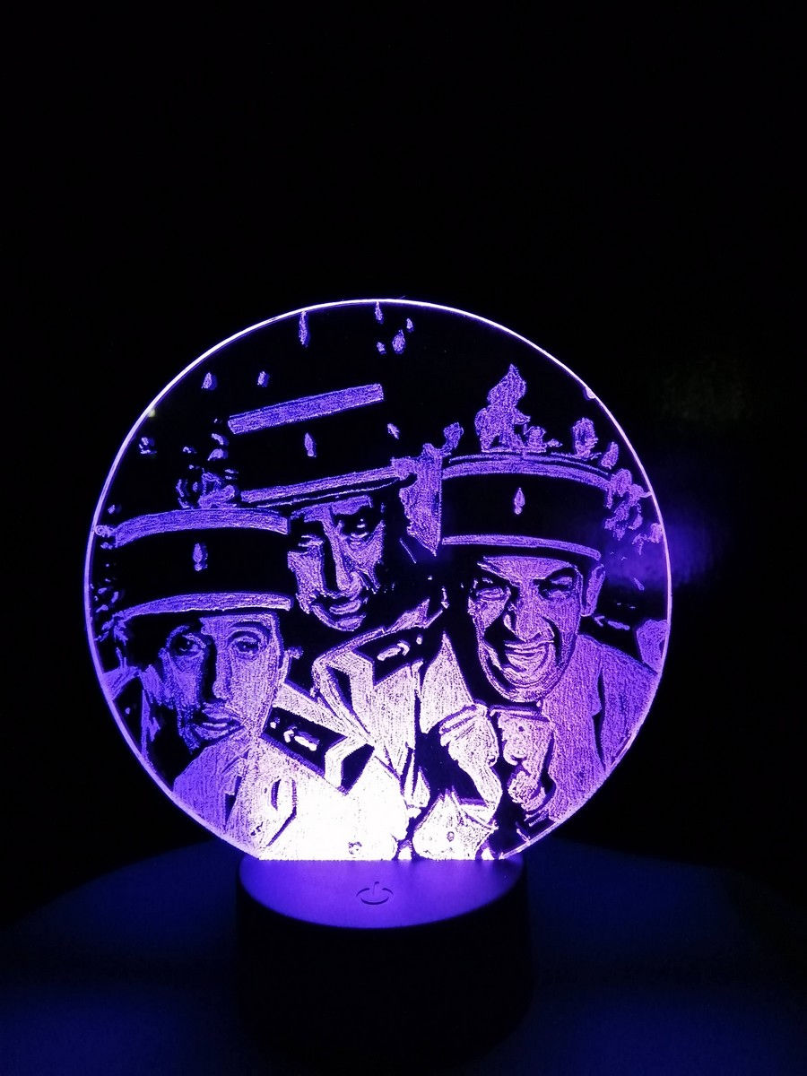 Miniature : Lampe LED film Le gendarme en balade de couleur rose