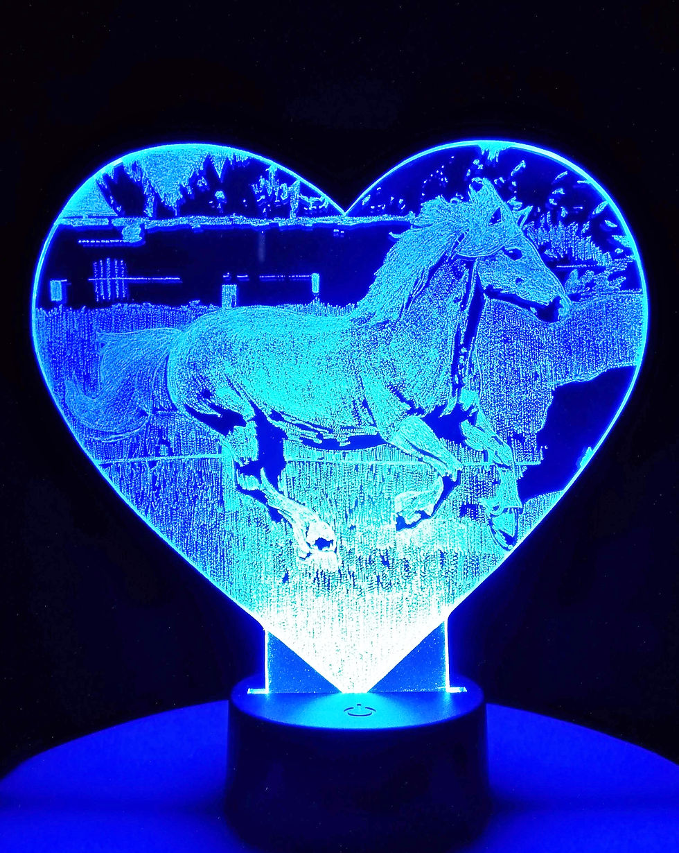 Miniature : lampe LED tactile cheval en forme de cœur de couleur bleu