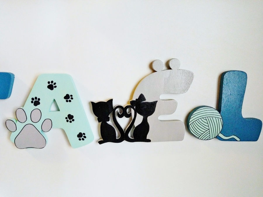 Miniature : Lettre silhouette chat pour prénom en bois
