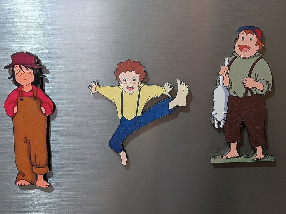Magnet en Bois Ben Duo avec Huckleberry Finn, Collection Tom Sawyer
