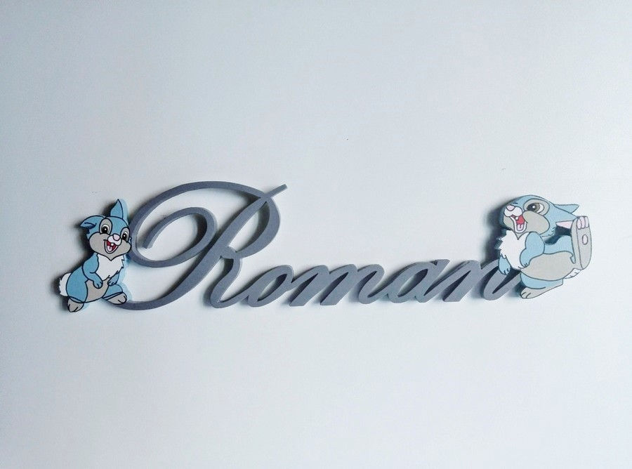 Miniature : prénom décoratif en bois panpan le lapin en lettres attachées