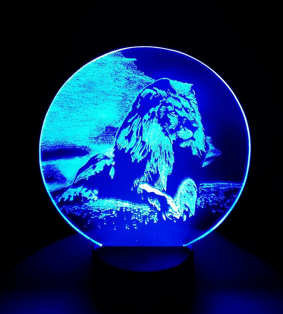 Miniature : lampe LED tactile lion couché de soleil de couleur bleue