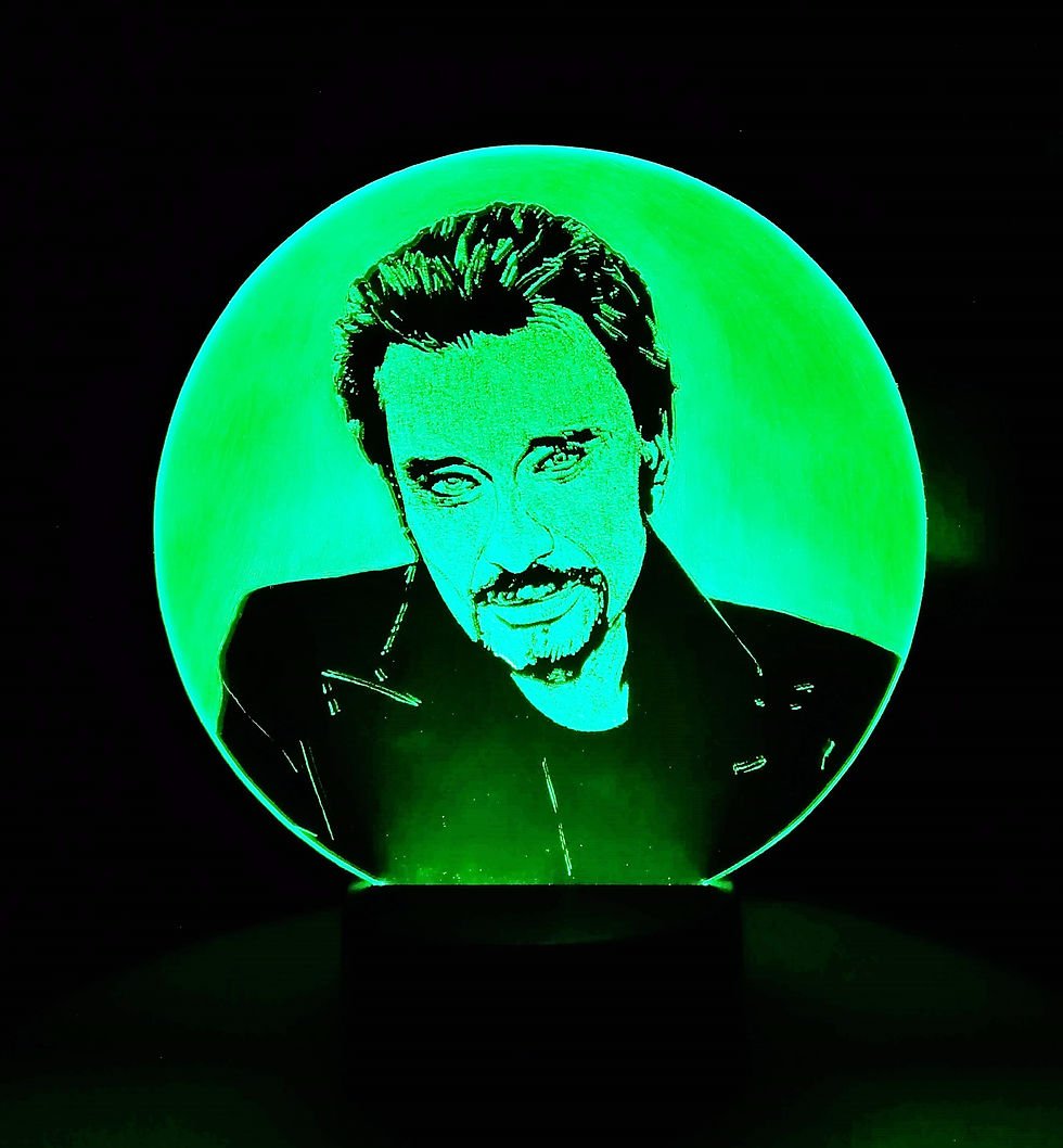 Miniature : Lampe LED tactile à l'image de Johnny Hallyday de couleur verte