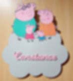 plaque de porte de chambre en bois Peppa Pig pour prénom enfant bébé personnalisé