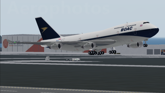 BOAC B747-400 (G-LXAA) rotating at Öskuflói International Airport.