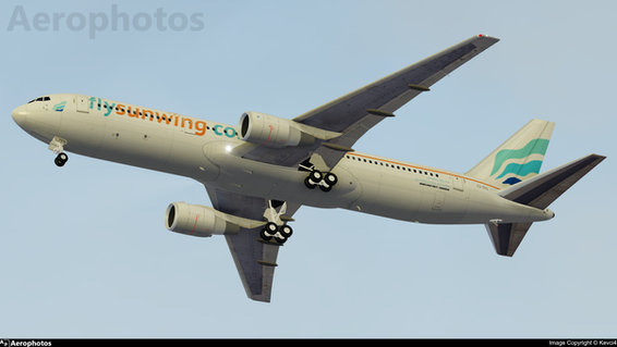 A Euro Atlantic/Sunwing Hybrid Boeing 767-3Y0ER registered CS-TFS arriving into Al Tak.