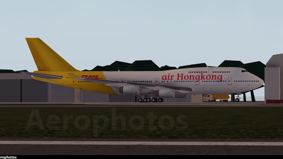 Air HongKong Boeing 747-467(BCF) B-HOU parked at Lynwood Joint Air Force Base.