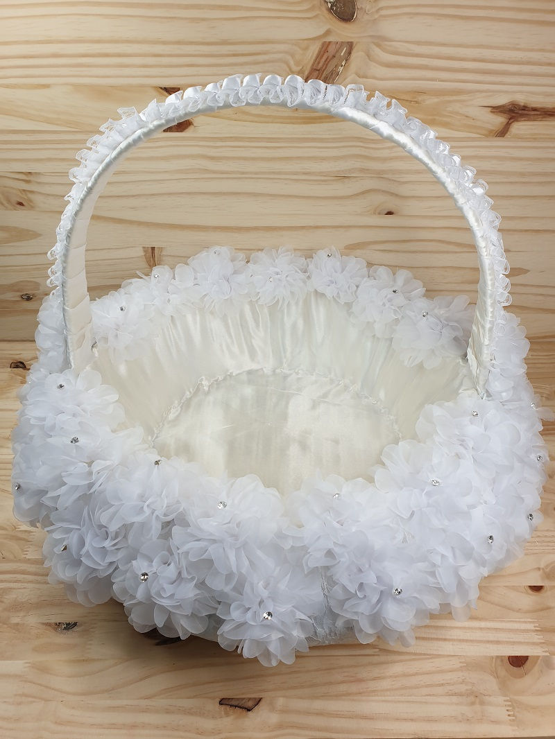 Miniature : Corbeille,Panier déco fleurs,satin,dentelle,strass