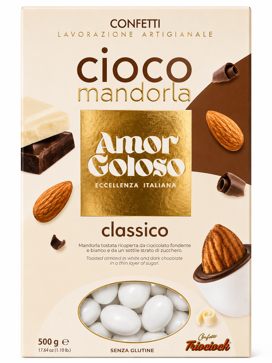 Dragées italiennes aux amandes enrobées de chocolat noir & blanc 500 g