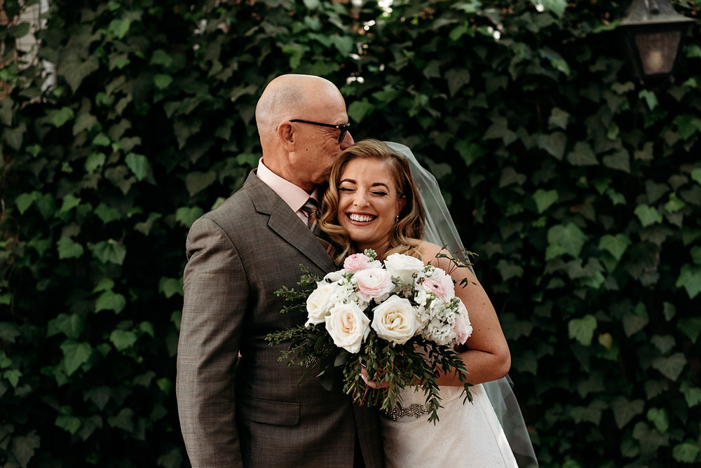 bride and father first look