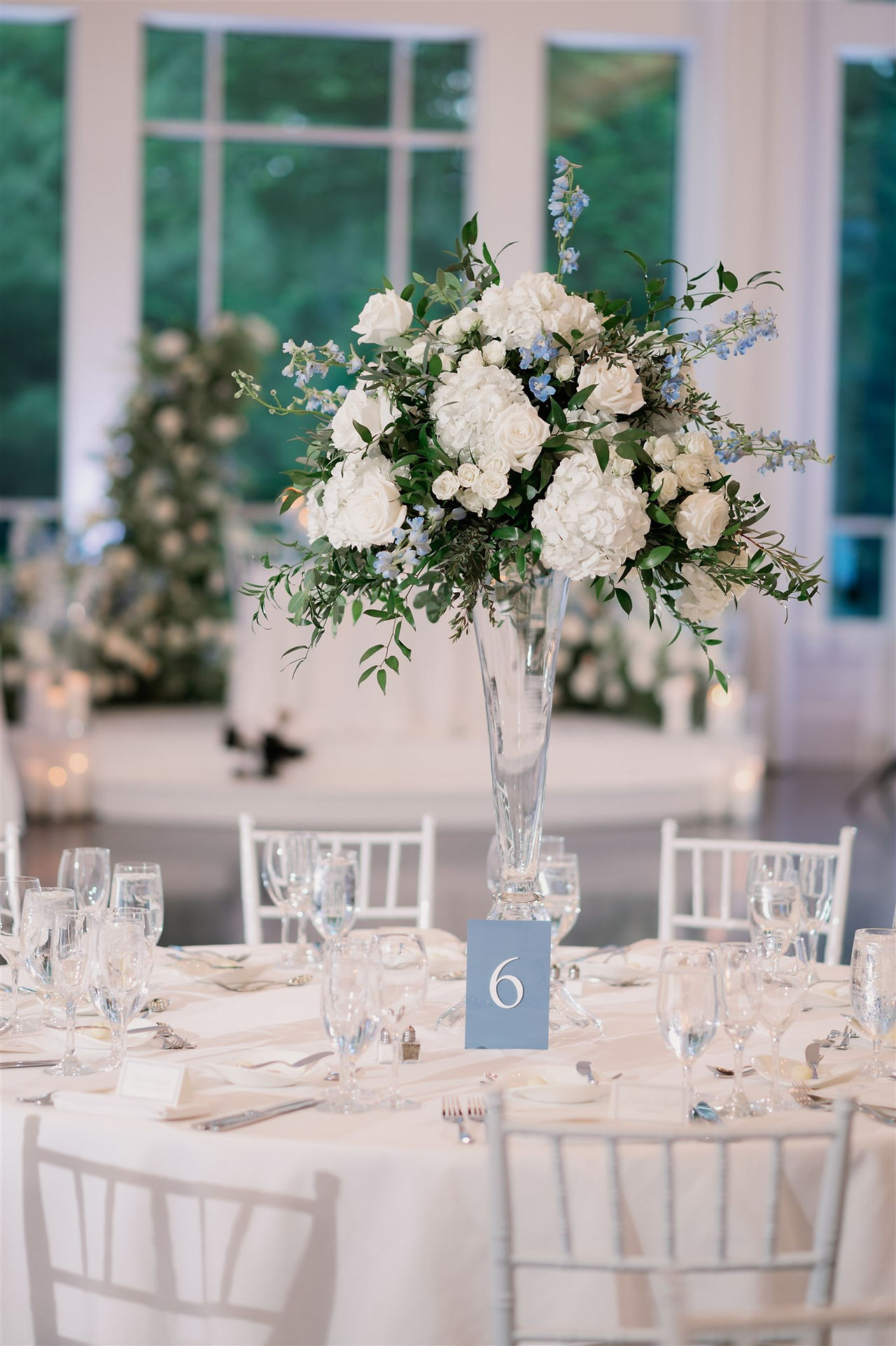 Lakeview Pavillion reception decor in ballroom