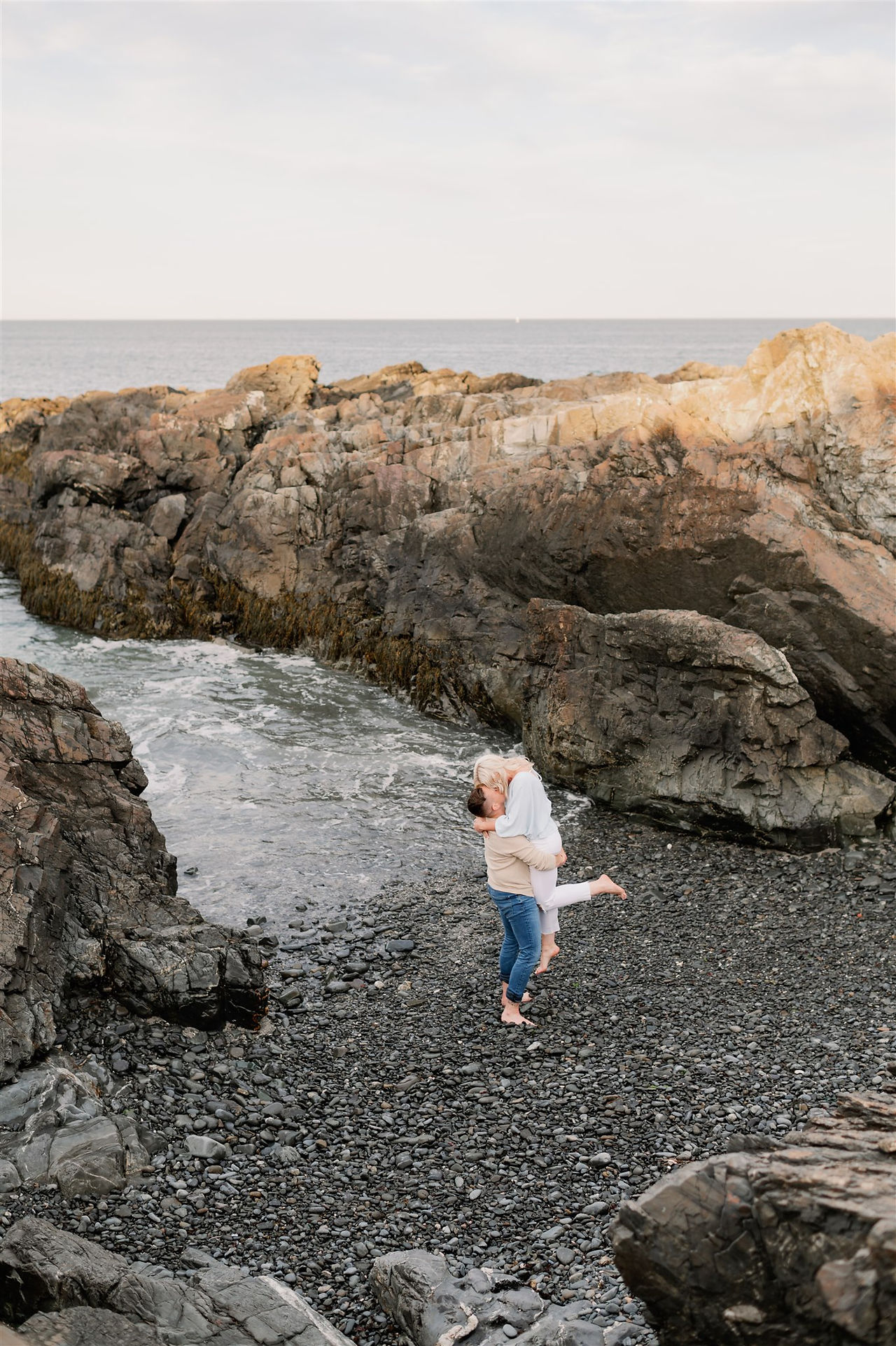 engagement photos on the rugged coast of maine on the marginal way 