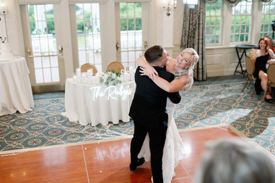 couple's first dance at wedding reception in ballroom of inn on boltwood