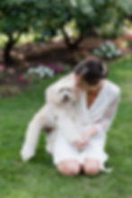 bride with dog