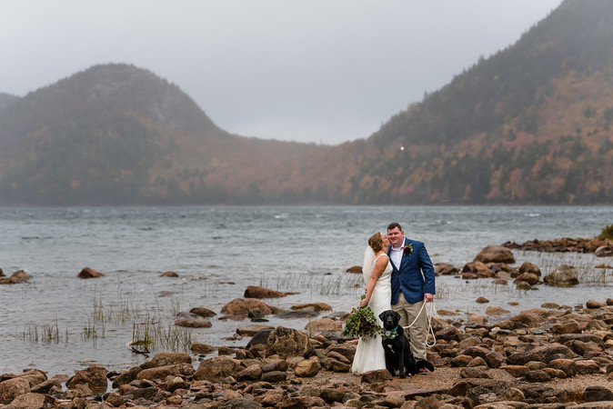 wedding photo at jordan pond at acadia national park