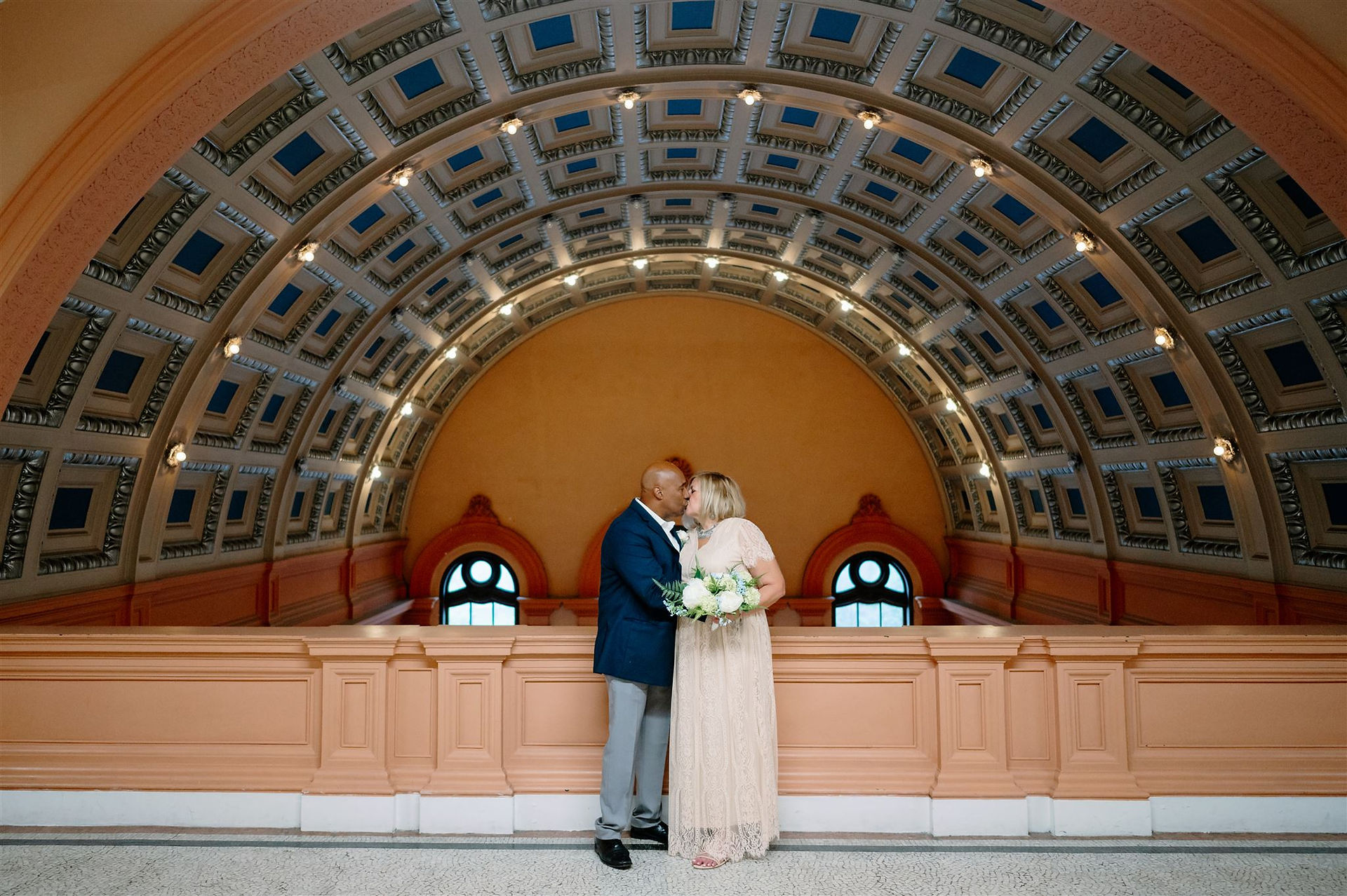 worcester city hall domed ceiling wedding photo