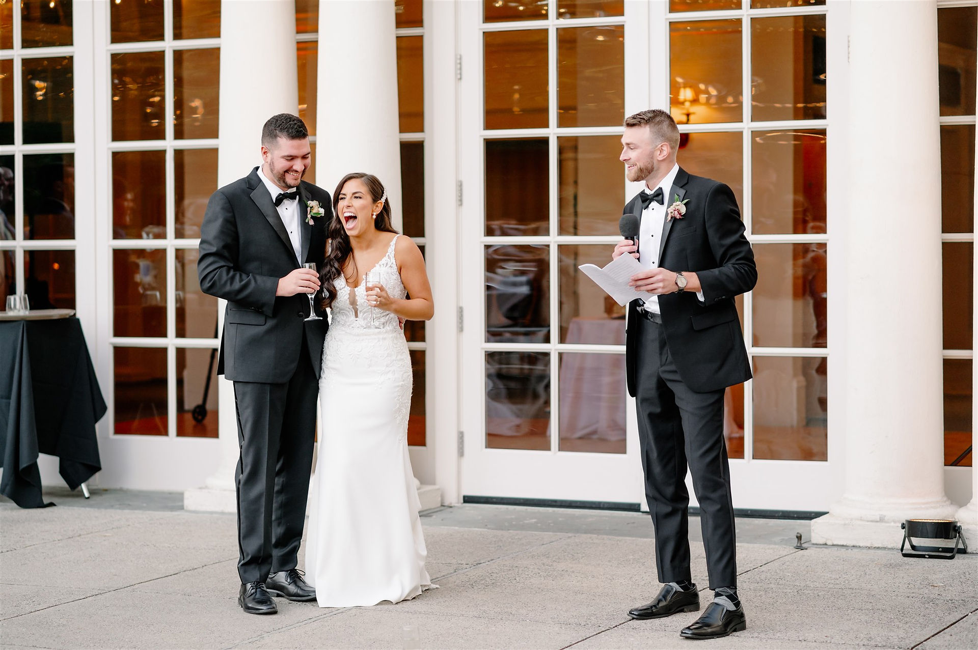 toasts during Wadsworth Mansion Wedding Reception on the Terrace