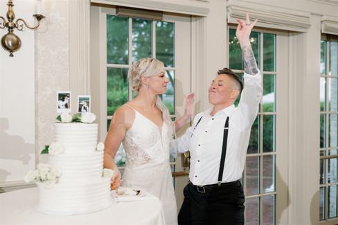 cake cutting at wedding reception