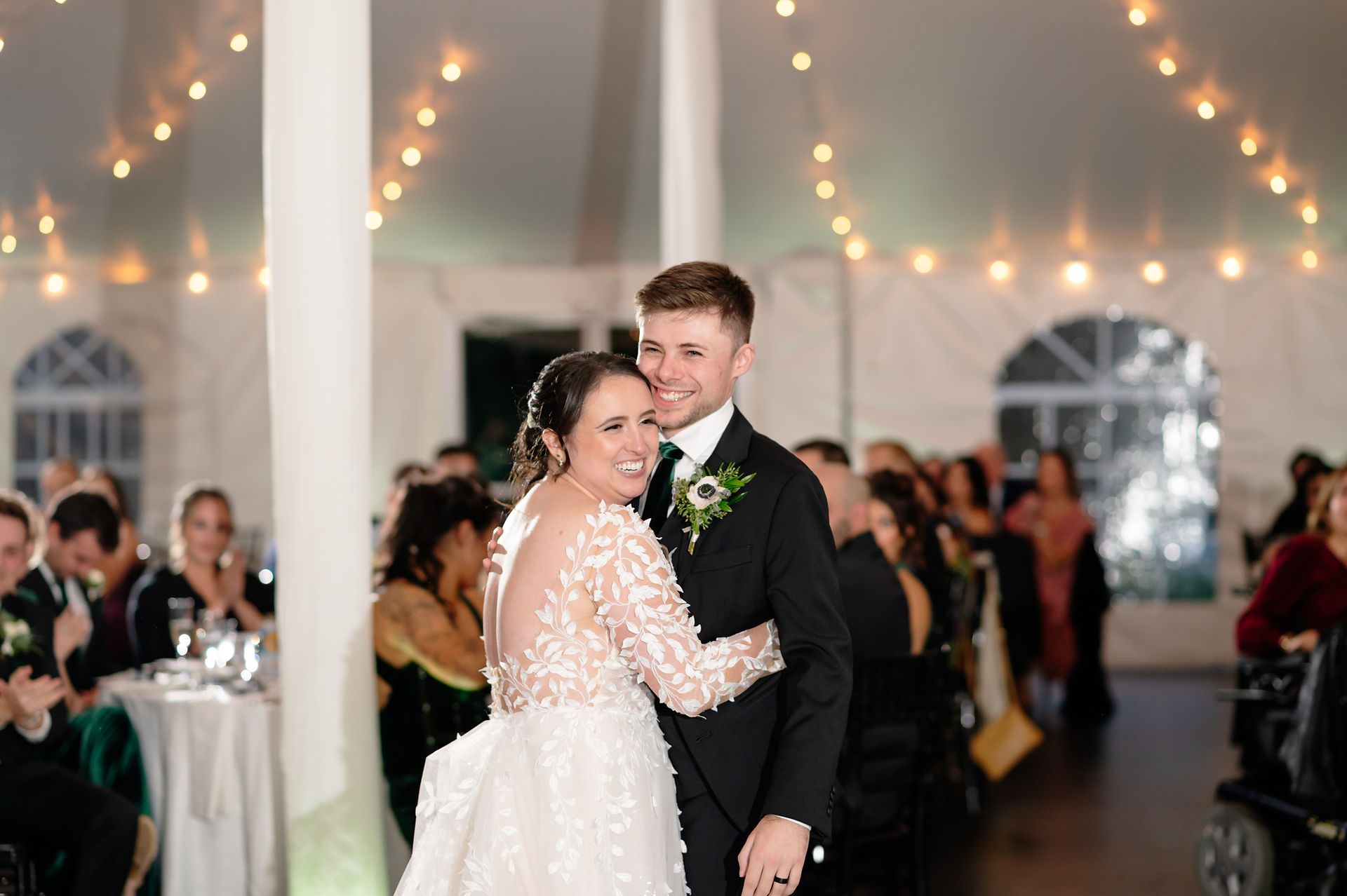 Fern hill Barn wedding reception under tent
