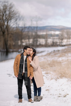 winter engagement session in the berkshire at ruins as sassafras
