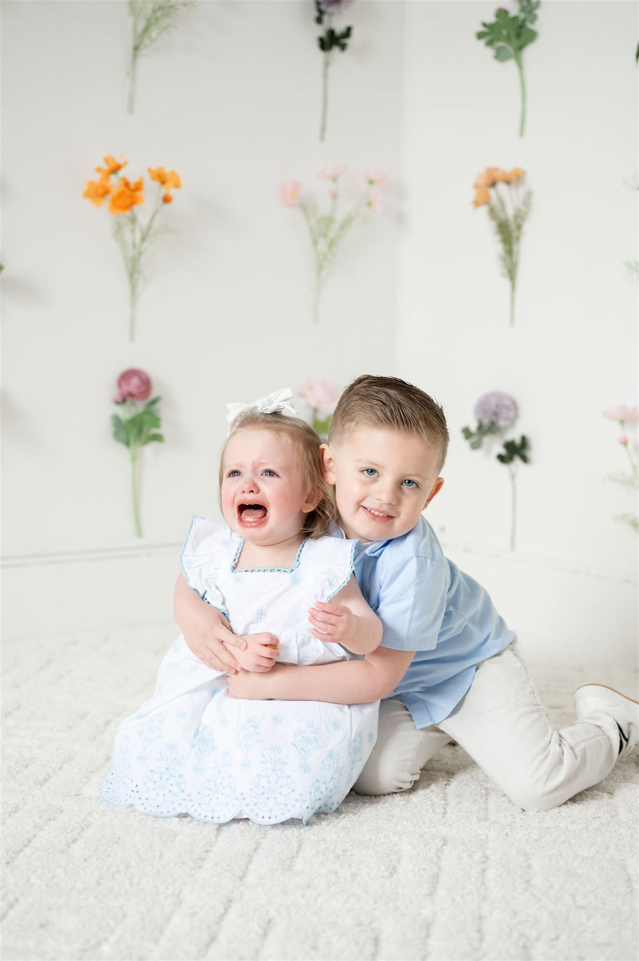 crying baby spring photoshoot