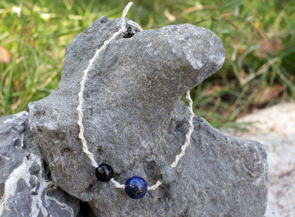 Thumbnail: Mercury Retrograde Stability Crystals | Bracelet or Anklet | Hemp Macramé