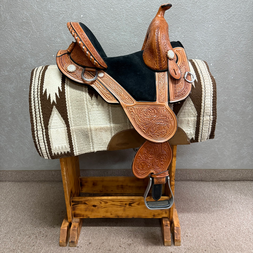 Thumbnail: Used 13.5" Circle Y Tammy Fischer Treeless Barrel Saddle