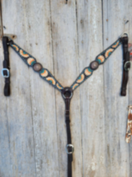 Circle Y Sunflower Buckstitch Breast Collar