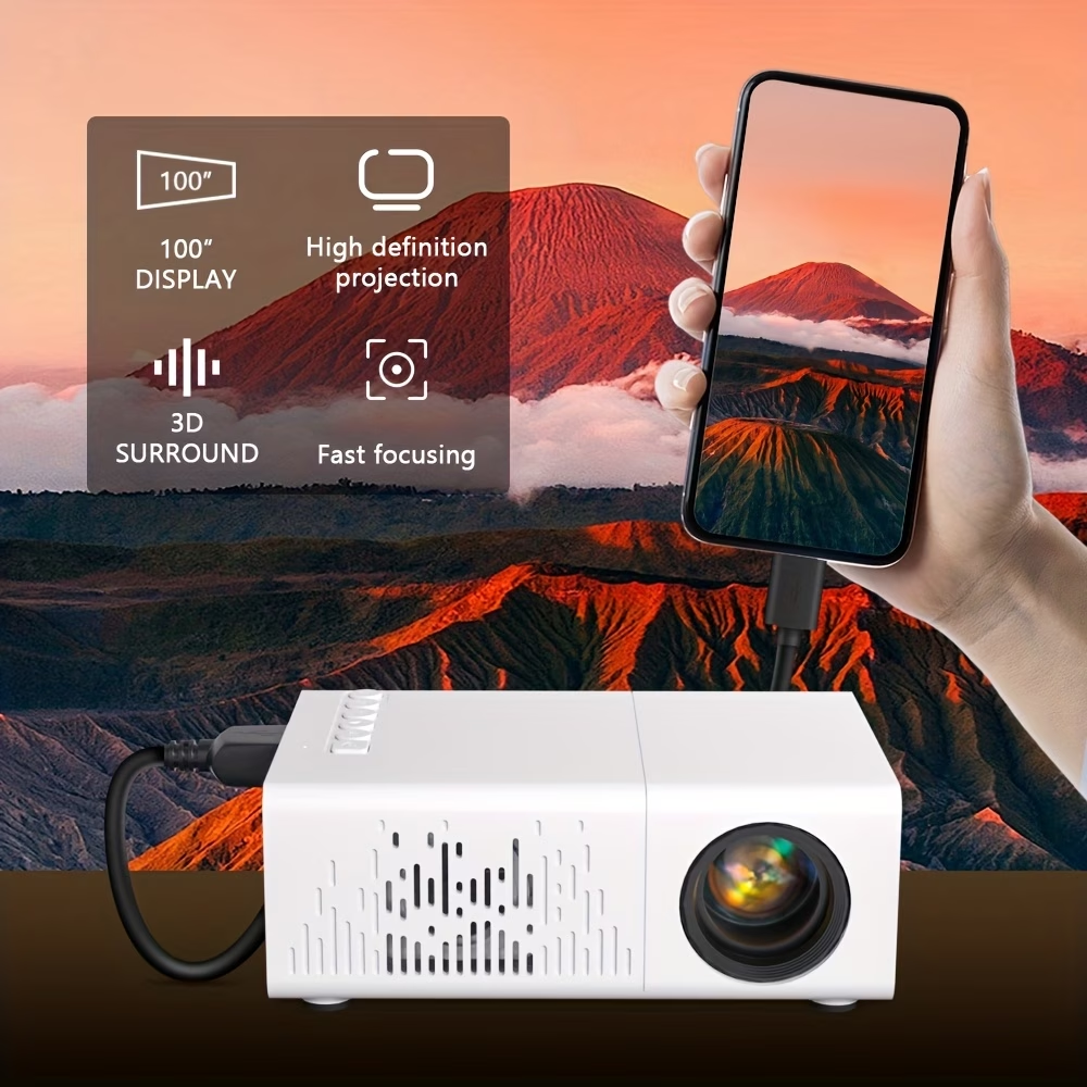 Portable Home Mini Projector, High-definition Mini Projector, Wired Scre