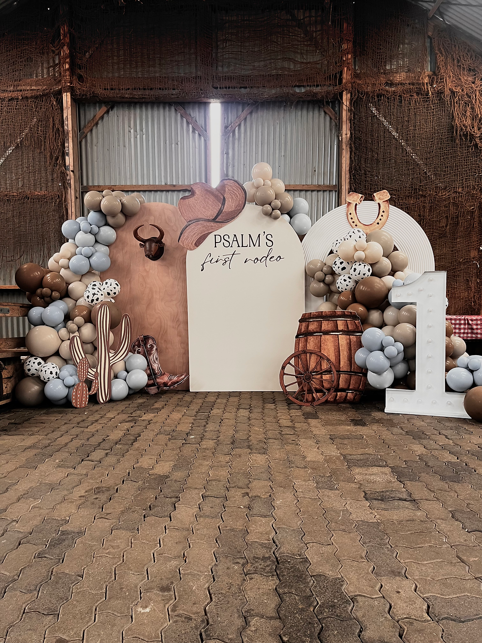 Thumbnail: First Rodeo Themed Kids Birthday Decorations and Balloons.