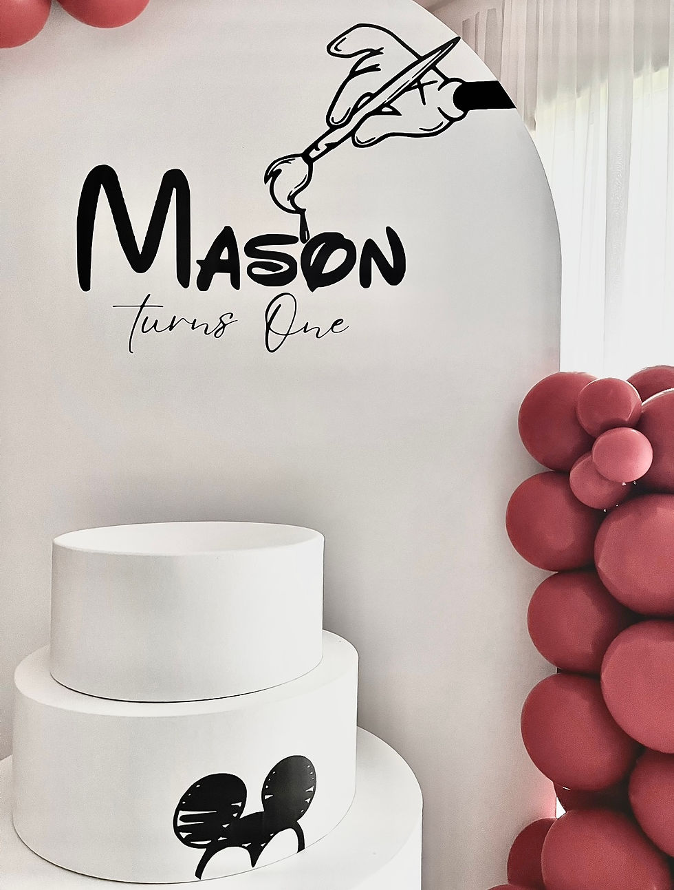 Thumbnail: White Arch Backdrop, Balloon Garland, 3 Tier Plinth, Portable Stage.