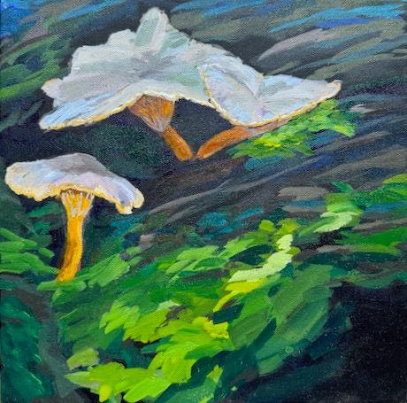 "Whispering Woodland Mushrooms"
12"x12"