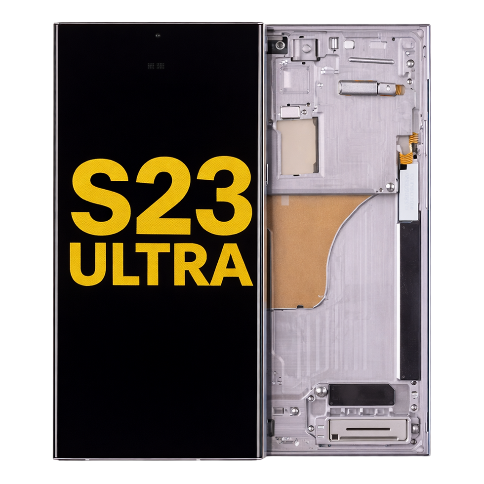Samsung Galaxy S23 Ultra genuine service pack screen in Cream shown on transparent background