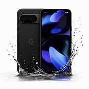 Pixel 9 liquid damage repair on dark background.