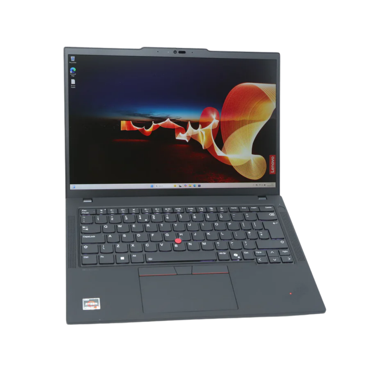 Lenovo ThinkPad T14 Gen 5 AMD 14 inch laptop front open view with Windows desktop