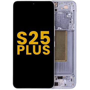 Samsung Galaxy S25 Plus Icyblue screen assembly with display and internal frame shown