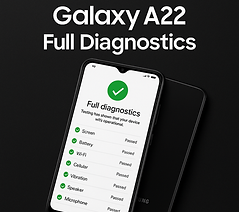 Galaxy A22 full diagnostics & health check – £39. Book Now.
