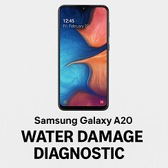 Samsung Galaxy A20 water damage diagnostic with ultrasonic cleaning and corrosion check