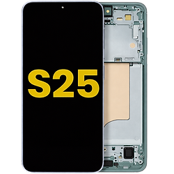 Samsung Galaxy S25 mint genuine service pack screen repair showing original display and internal components