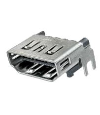 Close-up of a PS5 HDMI port on a dark graphite background with soft studio lighting.