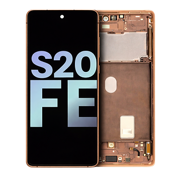 Samsung Galaxy S20 FE Cloud Orange genuine service pack screen replacement with frame display assembly