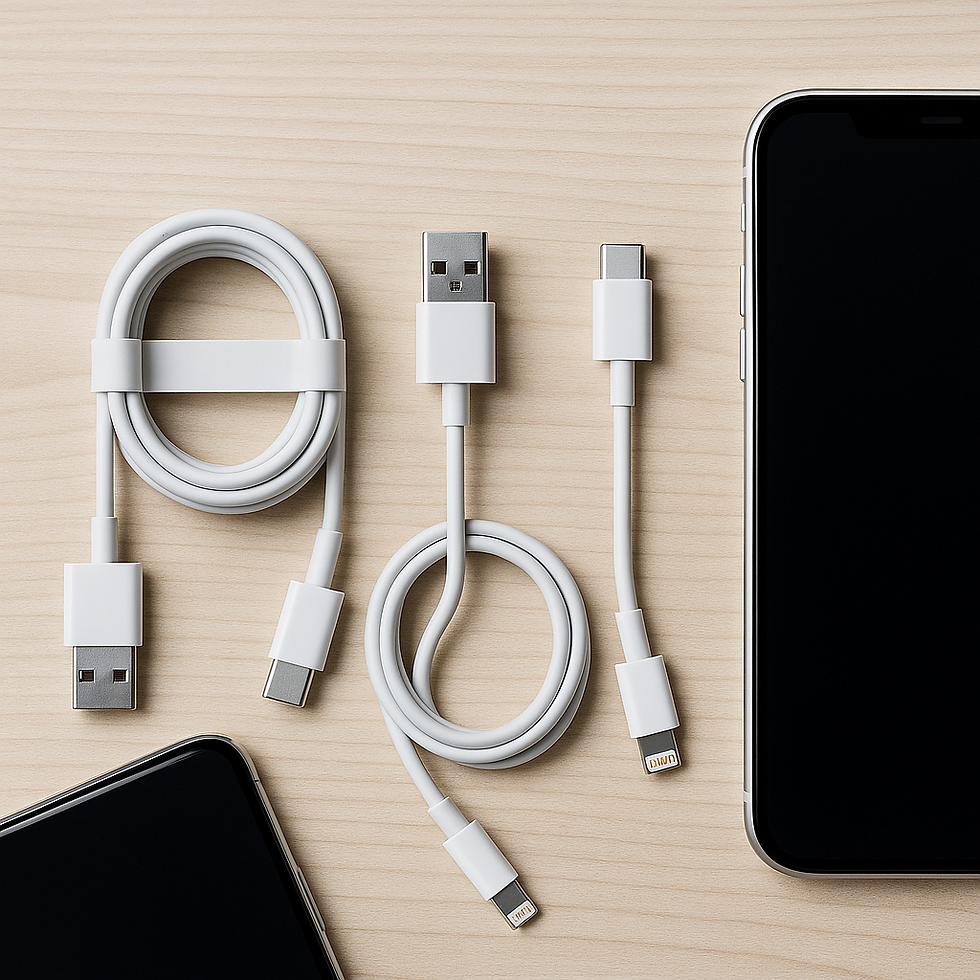 USB and USB-C charging cables with reinforced connectors and flexible design