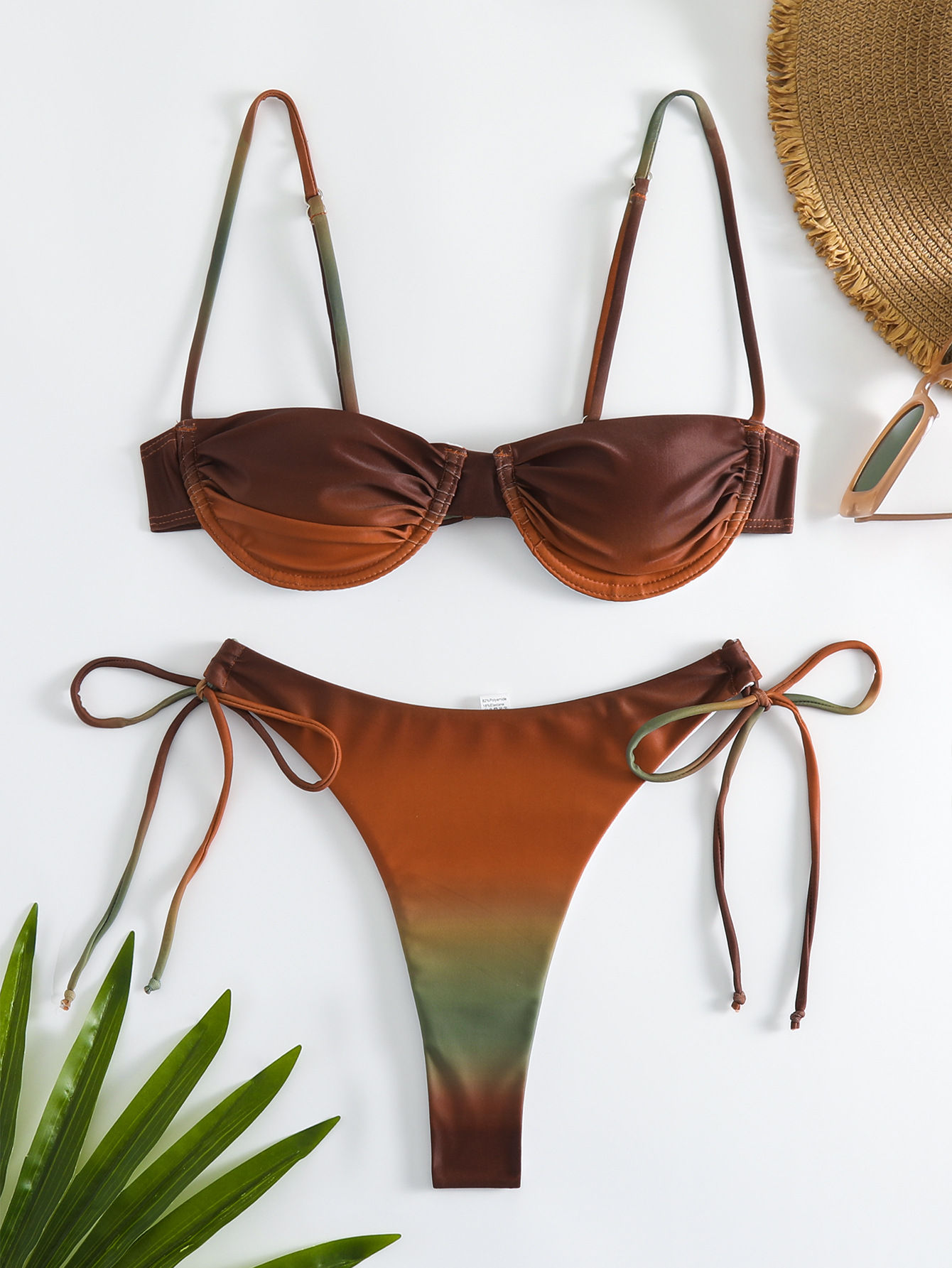 Conjunto de biquíni sexy marrom degradê