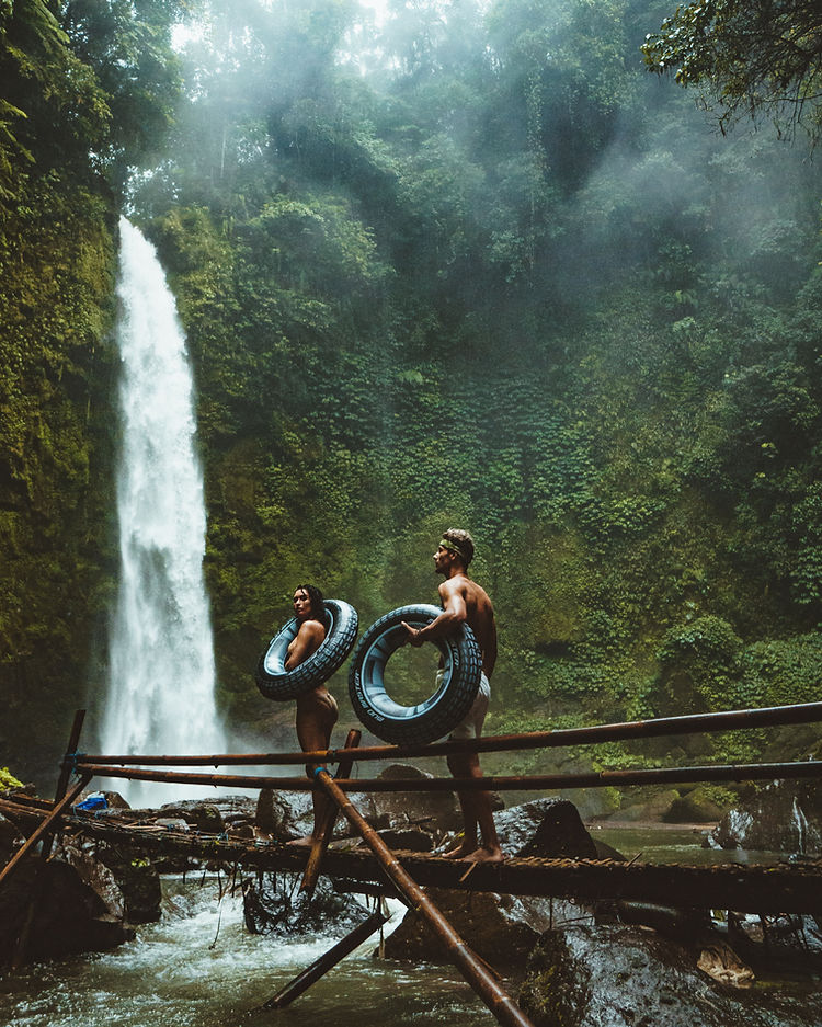 Couple by Waterfall