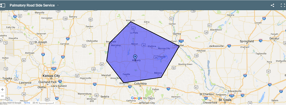 Service Area Map | Palmatory Roadside Service