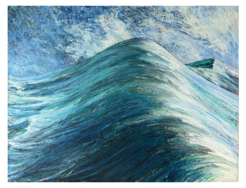 Single green round ocean wave.