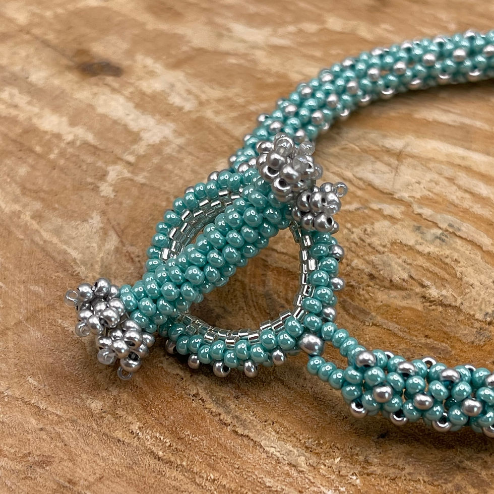 Thumbnail: Silver/Turquoise Beaded Boho Bracelet