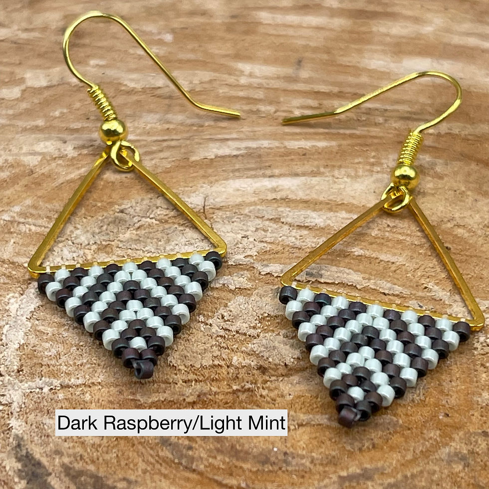 Thumbnail: Modern Geometric Beaded Triangle Earring Gold