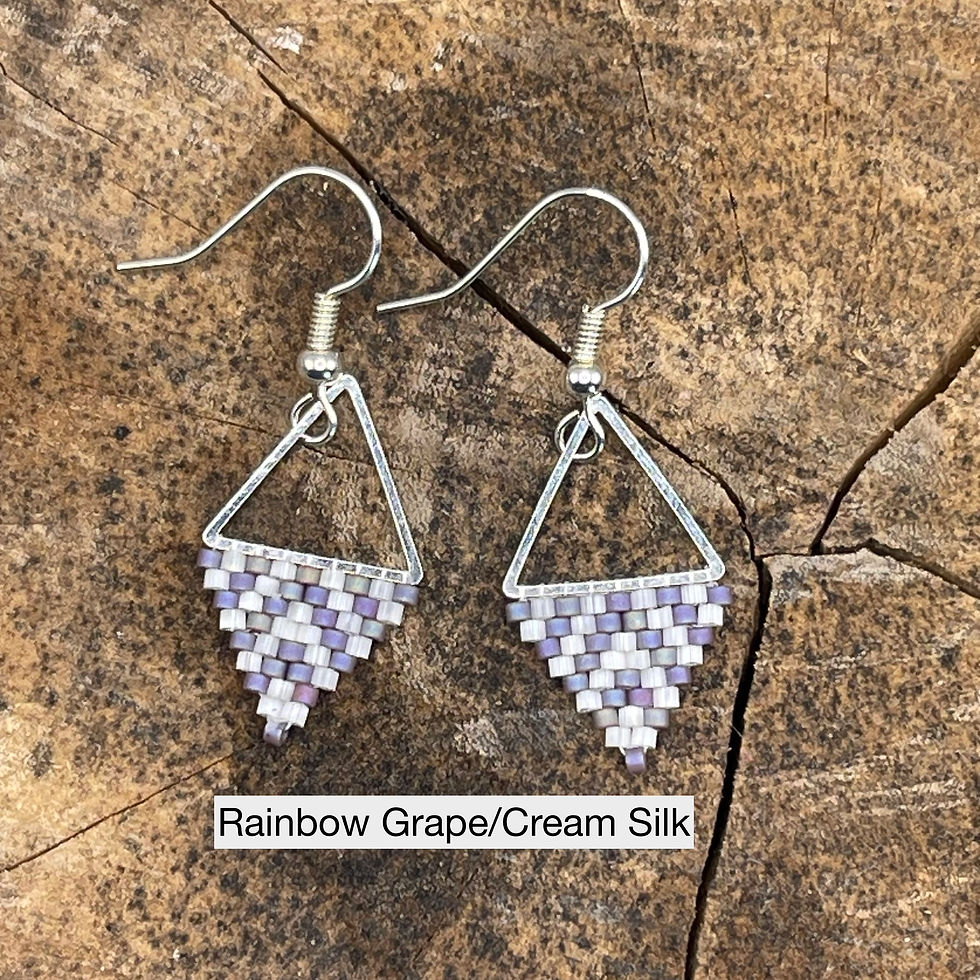 Thumbnail: Modern Geometric Beaded Earrings Silver